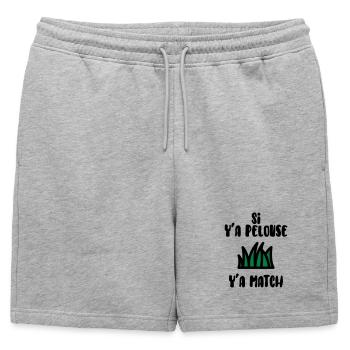 Si y'a pelouse y'a match ! Humour / Drôle - Short de survêtement homme premium - gris chiné - Devant - AI Model Male 178 light (178cm)