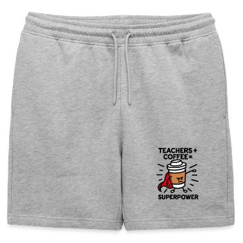Teachers + coffee = superpower (superhero) light - Mens' Premium Organic Sweatshorts - heather grey - Front - AI Model Male 178 light (178cm)