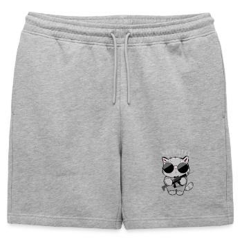 Agent de sécurité Cat avec pistolet - Short de survêtement homme premium - gris chiné - Devant - AI Model Male 178 light (178cm)
