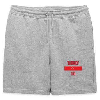 Equipe de foot de Turquie numéro dix cadeau sport - Short de survêtement homme premium - gris chiné - Devant - AI Model Male 178 light (178cm)