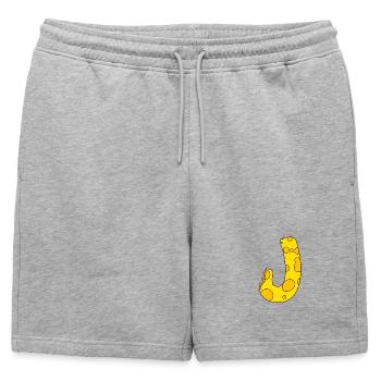 Lettre J - Short de survêtement homme premium - gris chiné - Devant - AI Model Male 178 light (178cm)