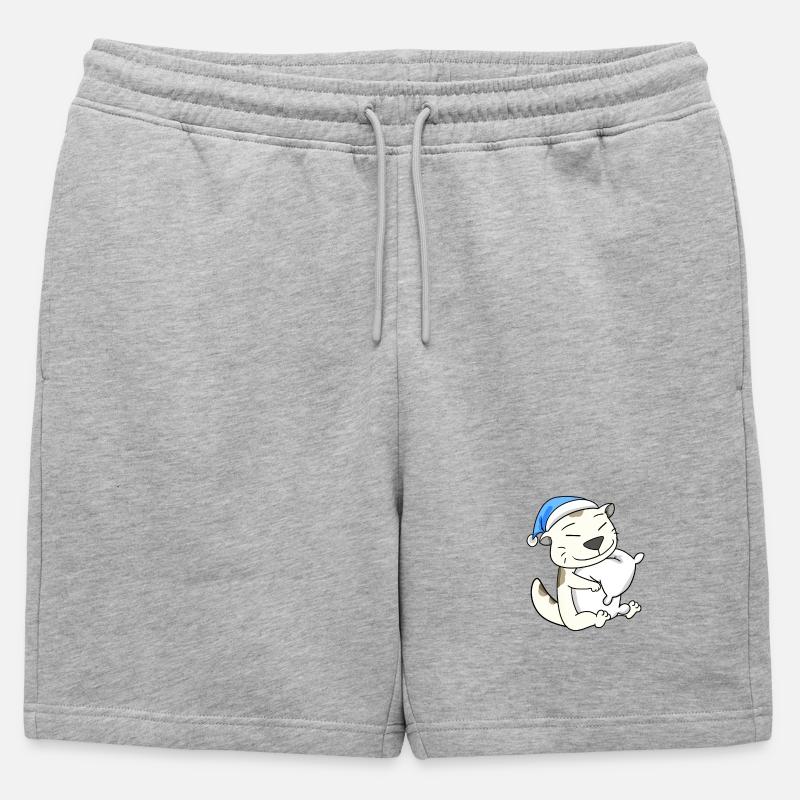 Katze Katzenrasse Devon Rex - Männer Premium Organic Sweatshorts - Grau meliert