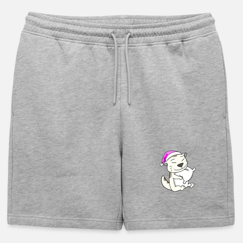 Katze Katzenrasse Devon Rex - Männer Premium Organic Sweatshorts - Grau meliert