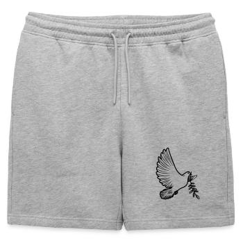 Transparente Friedenstaube mit Lorbeerzweig Friedenstaube - Männer Premium Organic Sweatshorts - Grau meliert - Vorne - AI Model Male 178 light (178cm)