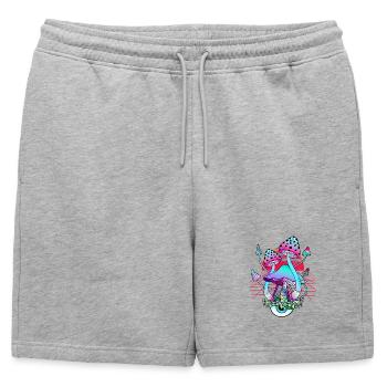 Champignons Psychédéliques - Retro Wave Sunset - Short de survêtement homme premium - gris chiné - Devant - AI Model Male 178 light (178cm)