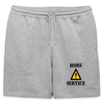 PANNEAU. DANGER. HORS SERVICE. HUMOUR. DRÔLE - Short de survêtement homme premium - gris chiné - Devant - AI Model Male 178 light (178cm)