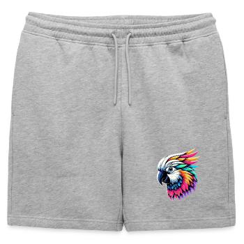 Perroquet cacatoès avec crête - Short de survêtement homme premium - gris chiné - Devant - AI Model Male 178 light (178cm)