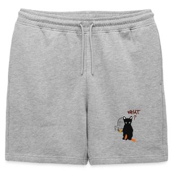 Petit chaton mignon noir et oiseau - Short de survêtement homme premium - gris chiné - Devant - AI Model Male 178 light (178cm)