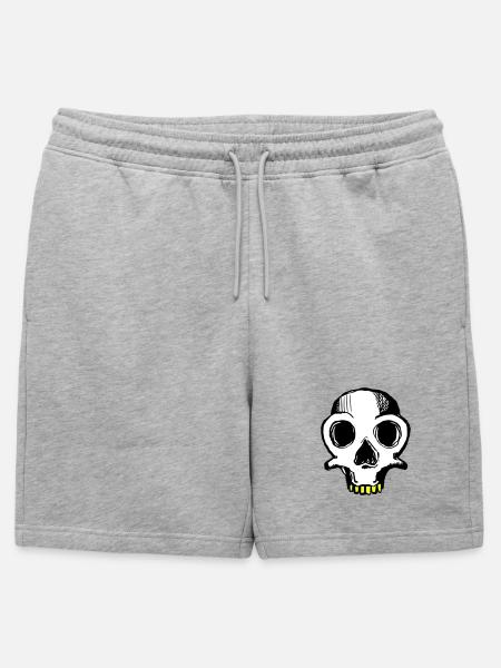 Skull (dreifarbig) - Männer Premium Organic Sweatshorts - Grau meliert