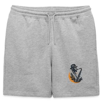 Graphisme Saxophoniste - Short de survêtement homme premium - gris chiné - Devant - AI Model Male 178 light (178cm)