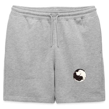 Yin et Yang bouddhisme graphique chats chat support - Short de survêtement homme premium - gris chiné - Devant - AI Model Male 178 light (178cm)