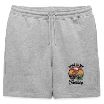 Le vin est ma tenue de verre à vin thérapeutique pour - Short de survêtement homme premium - gris chiné - Devant - AI Model Male 178 light (178cm)