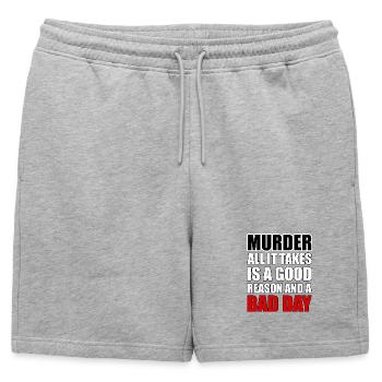 Le meurtre – une bonne raison et une mauvaise journée - Short de survêtement homme premium - gris chiné - Devant - AI Model Male 178 light (178cm)