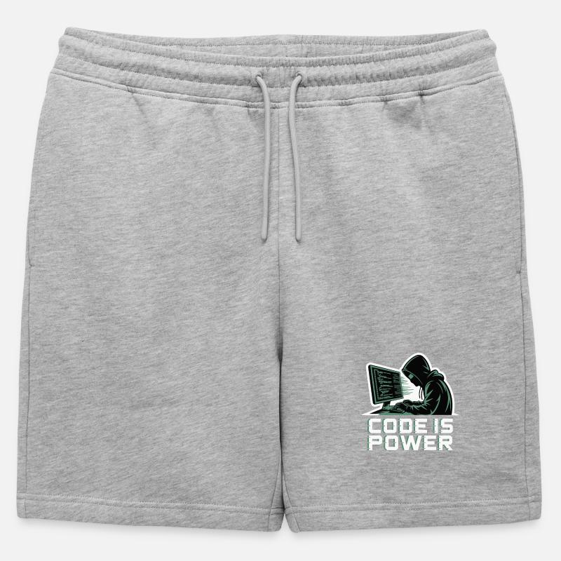 Cyber Hacker Code Unendliches Design - Männer Premium Organic Sweatshorts - Grau meliert