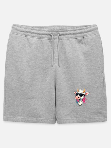 Chilling with sunglasses cow - Mens' Premium Organic Sweatshorts - heather grey