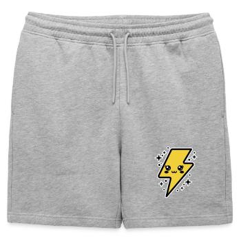 Adorable lightning bolt with kawaii face - Mens' Premium Organic Sweatshorts - heather grey - Front - AI Model Male 178 light (178cm)