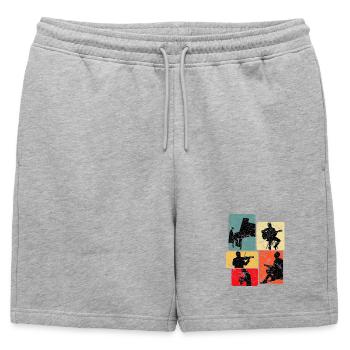 Collage de silhouettes musicales - Short de survêtement homme premium - gris chiné - Devant - AI Model Male 178 light (178cm)