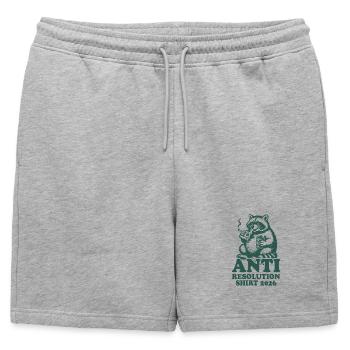 Raccoon | Anti Good Resolutions 2026 - Mens' Premium Organic Sweatshorts - heather grey - Front - AI Model Male 178 light (178cm)