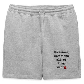 Wrong Decisions Club - Mens' Premium Organic Sweatshorts - heather grey - Front - AI Model Male 178 light (178cm)