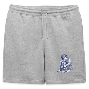 Croquis mélancolique de violon - Short de survêtement homme premium - gris chiné - Devant - AI Model Male 178 light (178cm)