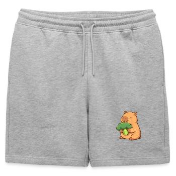 Capybara au brocoli – détendu et mignon - Short de survêtement homme premium - gris chiné - Devant - AI Model Male 178 light (178cm)