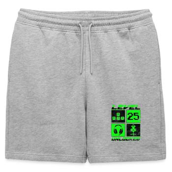 Gamer Level 25 Unlocked - Gaming - Mens' Premium Organic Sweatshorts - heather grey - Front - AI Model Male 178 light (178cm)