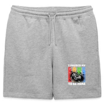 I paused my game to be here - Mens' Premium Organic Sweatshorts - heather grey - Front - AI Model Male 178 light (178cm)