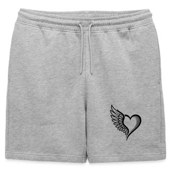 logo coeur ailes d'ange - Short de survêtement homme premium - gris chiné - Devant - AI Model Male 178 light (178cm)