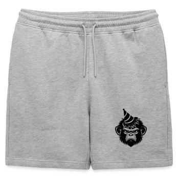 Singe capricieux avec un chapeau de fête - Short de survêtement homme premium - gris chiné - Devant - AI Model Male 178 light (178cm)