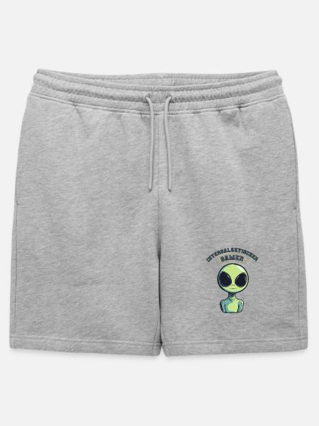 intergalaktischer gamer alien zocken - Männer Premium Organic Sweatshorts - Grau meliert