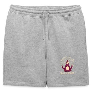 Méditation en méditation de yoga paresseux : dite méditation - Short de survêtement homme premium - gris chiné - Devant - AI Model Male 178 light (178cm)