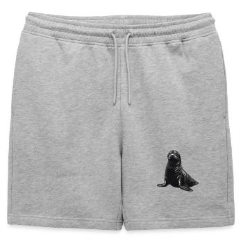 Black Seal Portrait - Mens' Premium Organic Sweatshorts - heather grey - Front - AI Model Male 178 light (178cm)