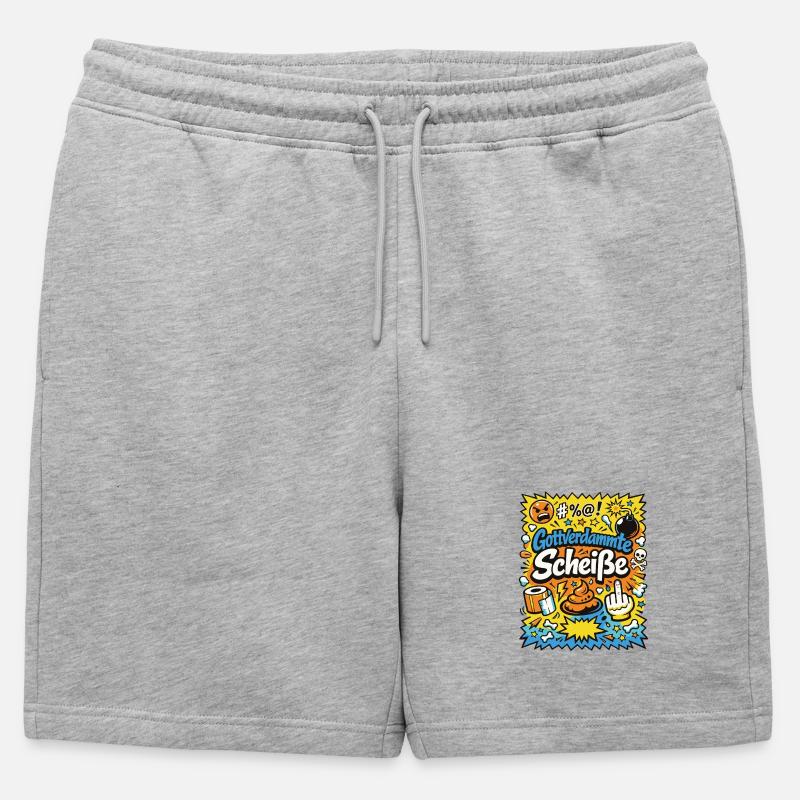 Gottverdammte Scheiße! Comic-Explosion - Männer Premium Organic Sweatshorts - Grau meliert