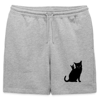 Chat Noir – Silhouette de cornes de diable - Short de survêtement homme premium - gris chiné - Devant - AI Model Male 178 light (178cm)