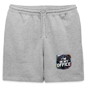Je suis dans mon bureau - Short de survêtement homme premium - gris chiné - Devant - AI Model Male 178 light (178cm)