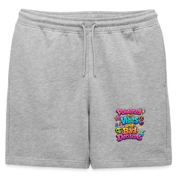 Powered by Vibes - Short de survêtement homme premium - gris chiné - Devant - AI Model Male 178 light (178cm)