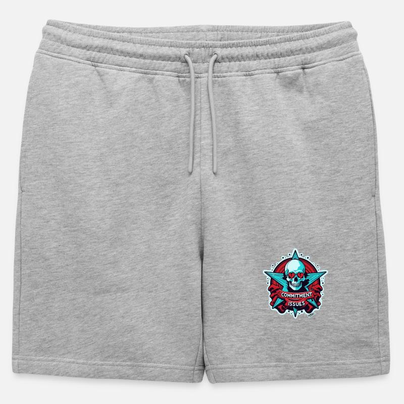 Commitment Issues Skull Badge - Mens' Premium Organic Sweatshorts - heather grey