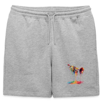 Trompette avec de la peinture qui goutte - Short de survêtement homme premium - gris chiné - Devant - AI Model Male 178 light (178cm)