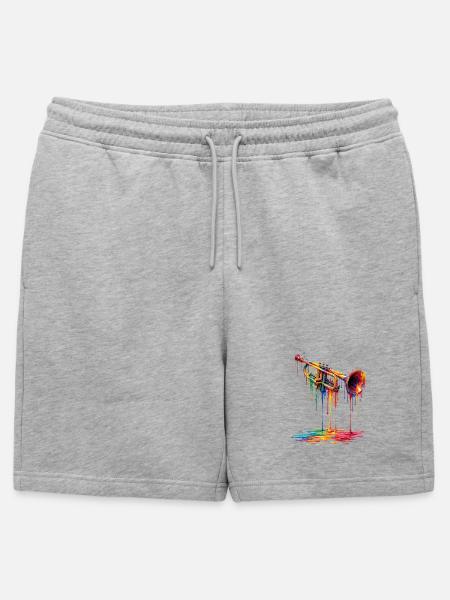Trumpet with dripping paint - Mens' Premium Organic Sweatshorts - heather grey