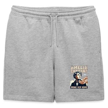 Amelia Earhart – Bring Her Home - Mens' Premium Organic Sweatshorts - heather grey - Front - AI Model Male 178 light (178cm)