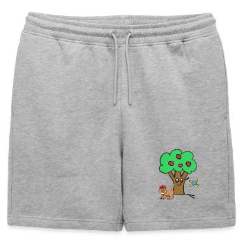 Pommier Chat Oiseau Enfants Jardin Nature - Short de survêtement homme premium - gris chiné - Devant - AI Model Male 178 light (178cm)