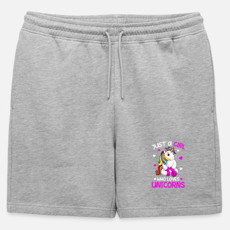 Nur ein Mädchen, das Einhörner liebt - Männer Premium Organic Sweatshorts - Grau meliert