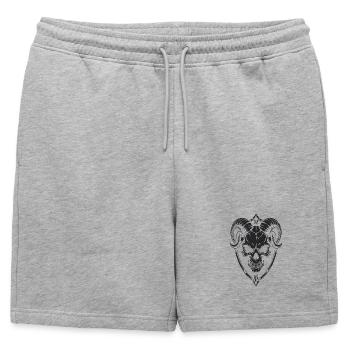 Crâne aux cornes Crâne de bélier - Short de survêtement homme premium - gris chiné - Devant - AI Model Male 178 light (178cm)
