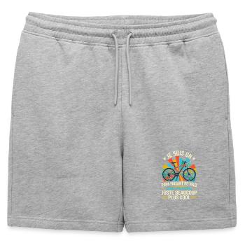 Papa Cycliste Vélo VTT Rétro Cool - Short de survêtement homme premium - gris chiné - Devant - AI Model Male 178 light (178cm)