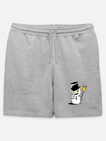 Cool snowman with thumbs up - Mens' Premium Organic Sweatshorts - heather grey