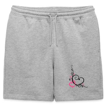 Two hearts with ornament - Mens' Premium Organic Sweatshorts - heather grey - Front - AI Model Male 178 light (178cm)