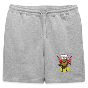 Patates chaudes frites Cuisson de cuisine - Short de survêtement homme premium - gris chiné - Devant - AI Model Male 178 light (178cm)