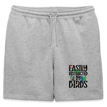Facilement distrait par les oiseaux - Short de survêtement homme premium - gris chiné - Devant - AI Model Male 178 light (178cm)