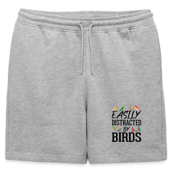 Facilement distrait par les oiseaux - Short de survêtement homme premium - gris chiné - Devant - AI Model Male 178 light (178cm)