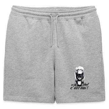 ici le chef c'est moi ! humour chat chef cuisine - Short de survêtement homme premium - gris chiné - Devant - AI Model Male 178 light (178cm)